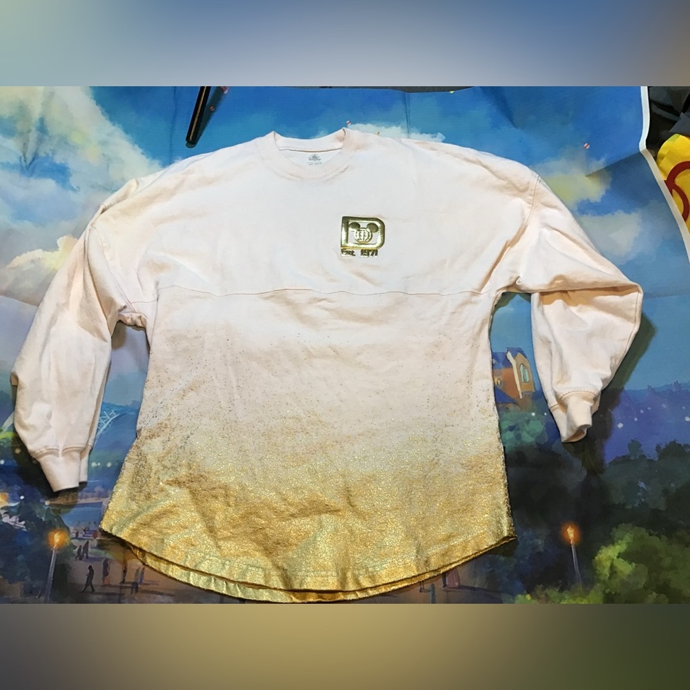 Disney parks Walt Disney world spirit jersey light pink metallic gold Size XS